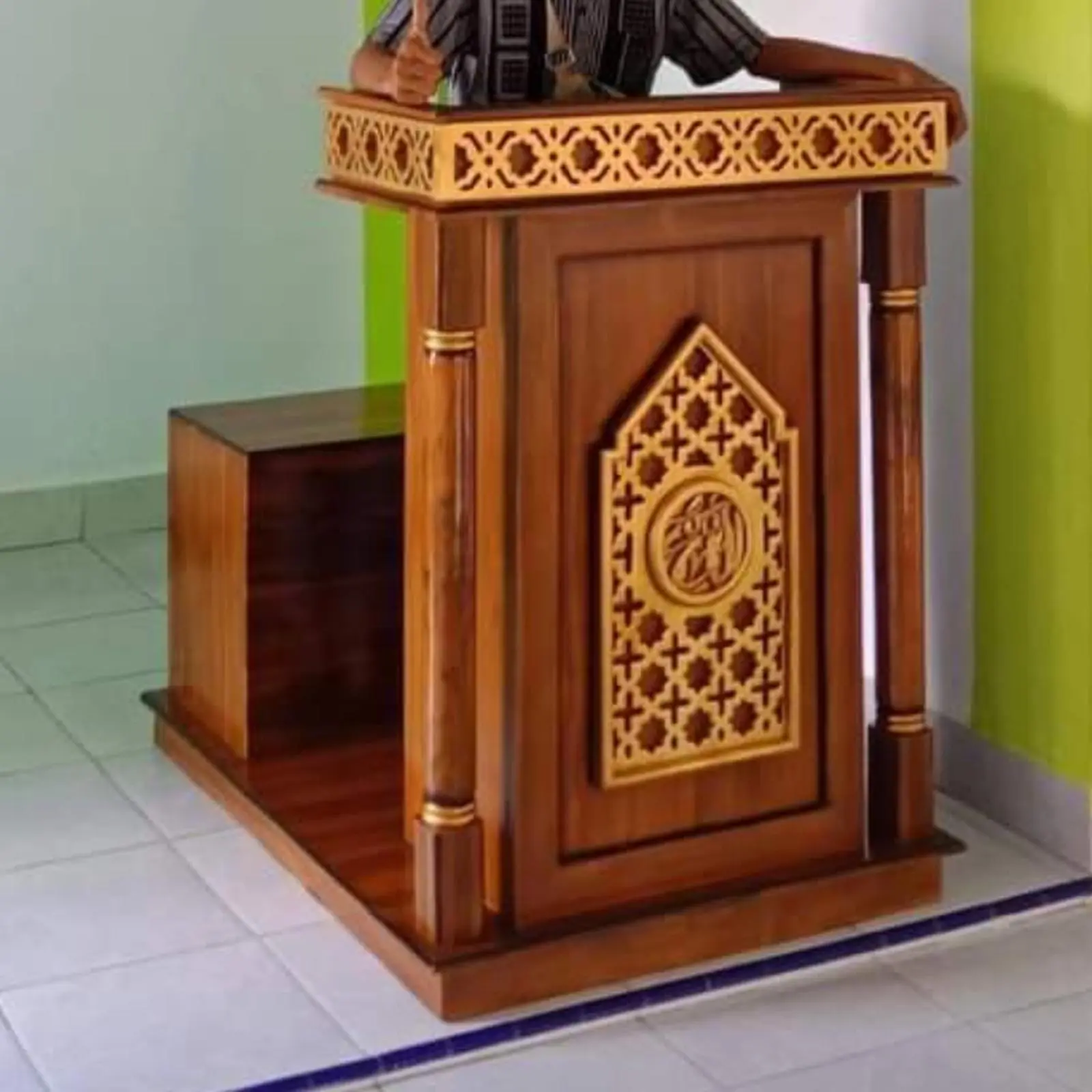 Mimbar minimalis kayu jati mimbar mushola terbaru Indonesia Furniture