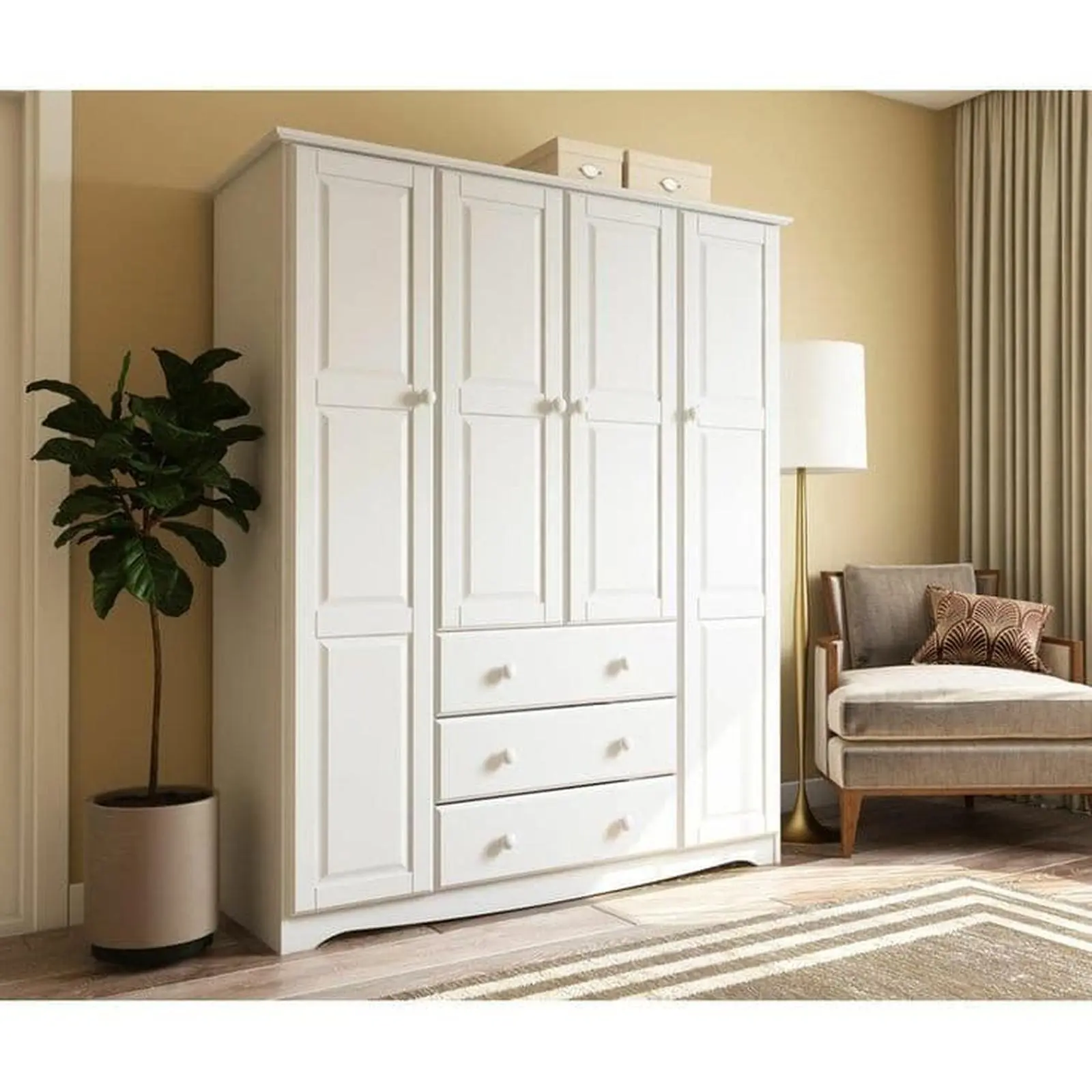 Almari pakaian full duco lemari pakaian 4 pintu Indonesia Furniture