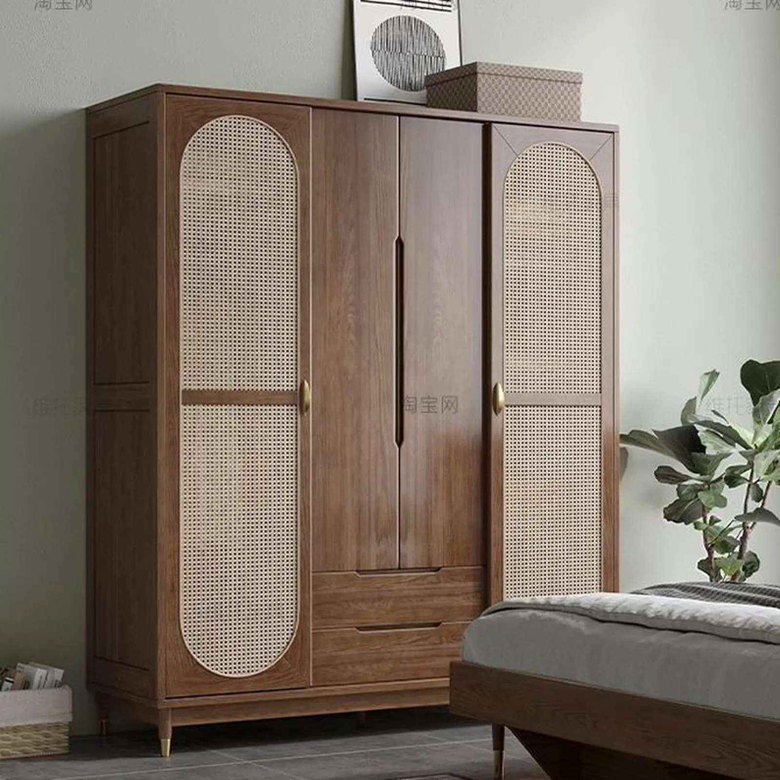 DP custom order almari pakaian kayu jati kombinasi rotan (pesanan pribadi) Indonesia Furniture