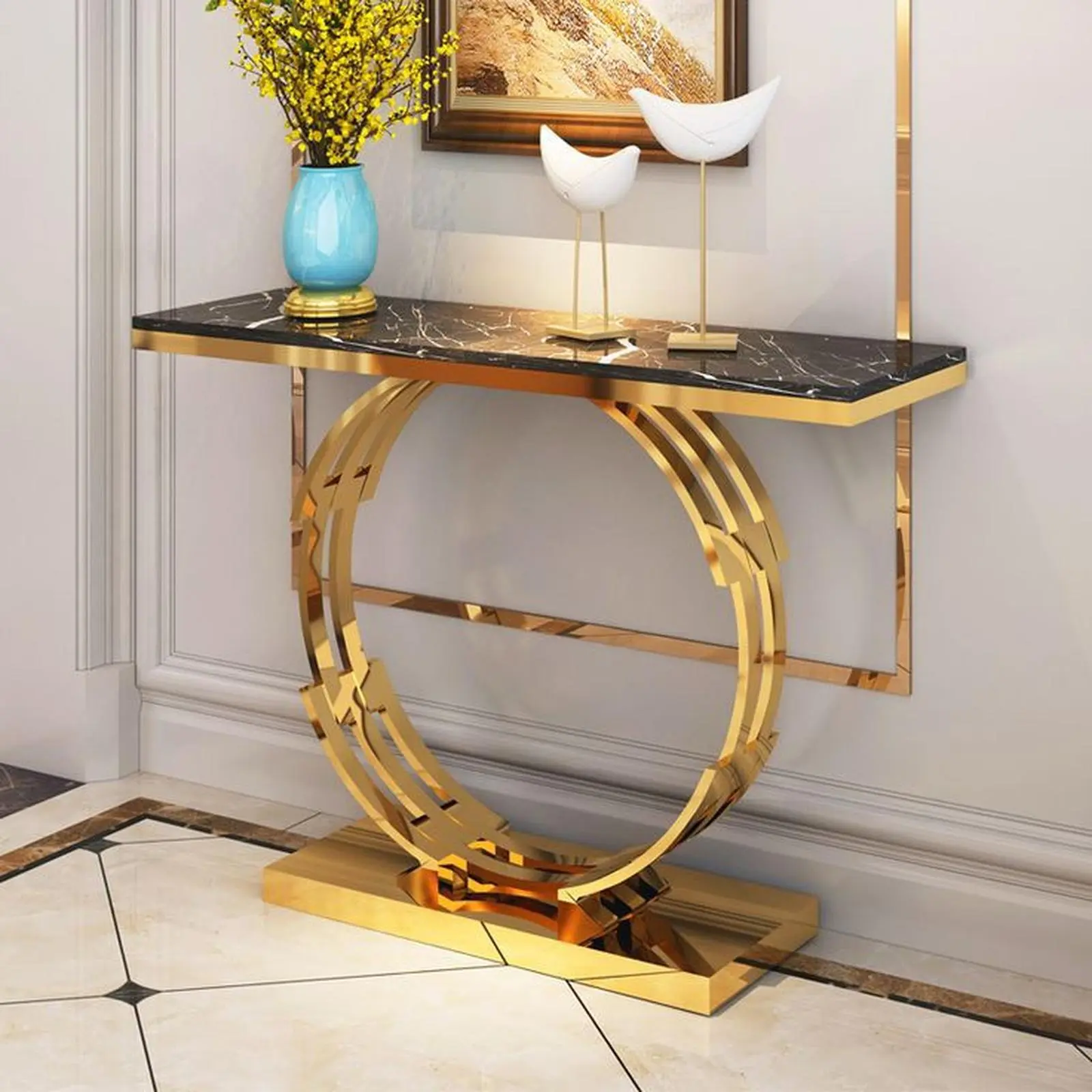 Meja konsul marmer kaki stainless gold console table terbaik Indonesia Furniture