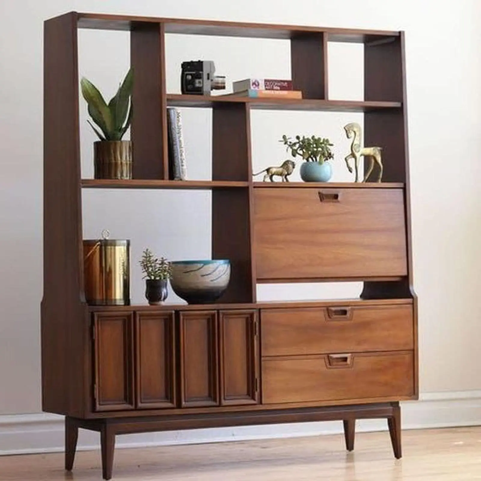 Partisi kayu jati terbaik rak buku terbaru modern Indonesia Furniture