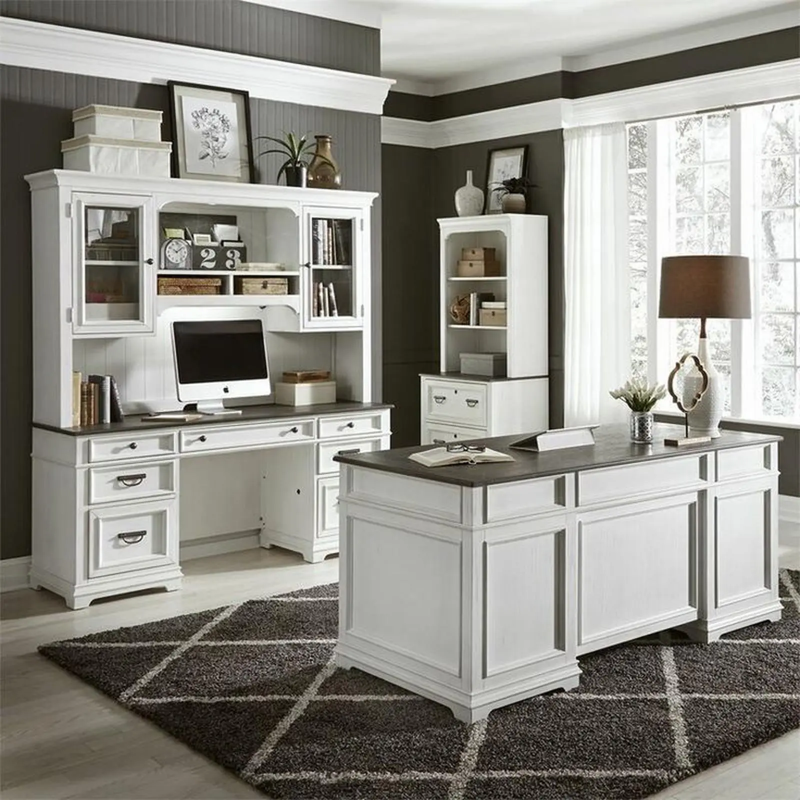 Set meja kantor terbaru finishing duco almari kerja modern Indonesia Furniture