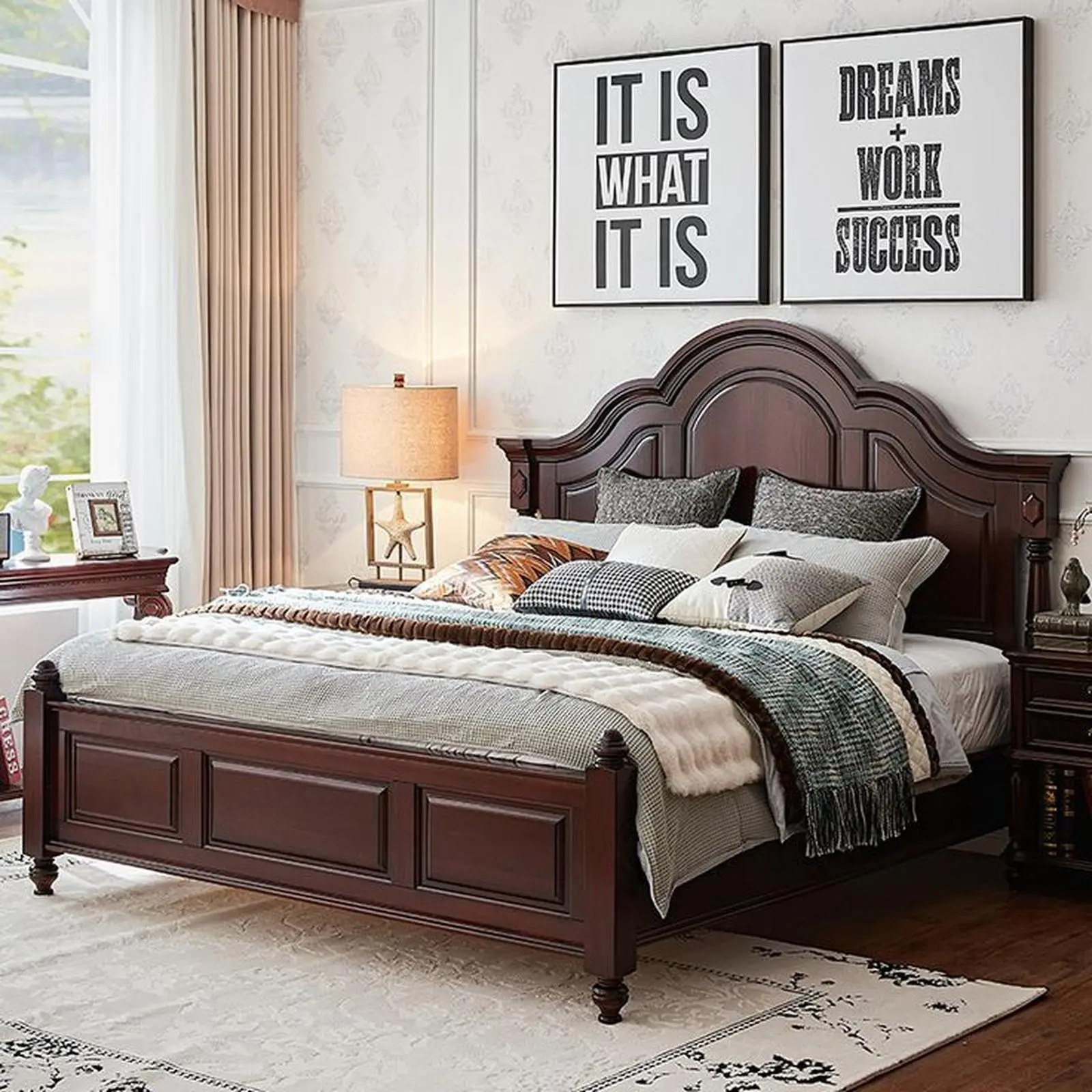 Tempat tidur klasik terbaru mewah dipan kayu jati solid Indonesia Furniture 2 Tempat tidur klasik terbaru mewah dipan kayu jati solid Indonesia Furniture
