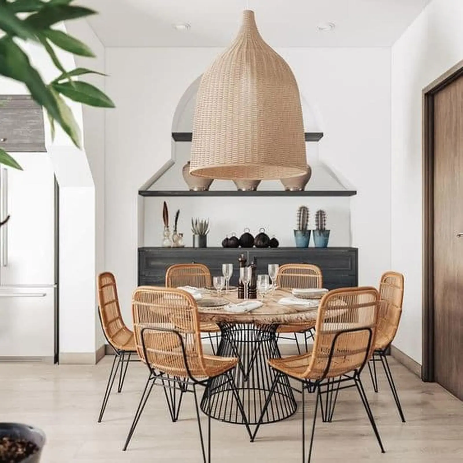 Kursi makan rotan alami kaki besi kursi makan rotan terbaik Indonesia Furniture