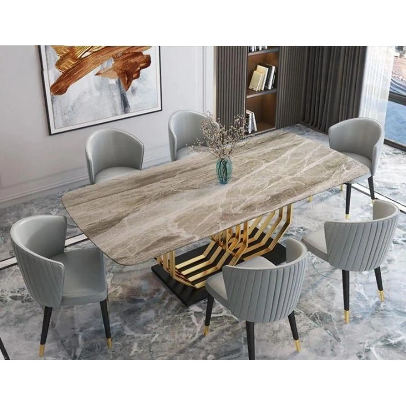 meja makan / dinning table premium model stainless mix top marble Indonesia Furniture 3 meja makan / dinning table premium model stainless mix top marble Indonesia Furniture