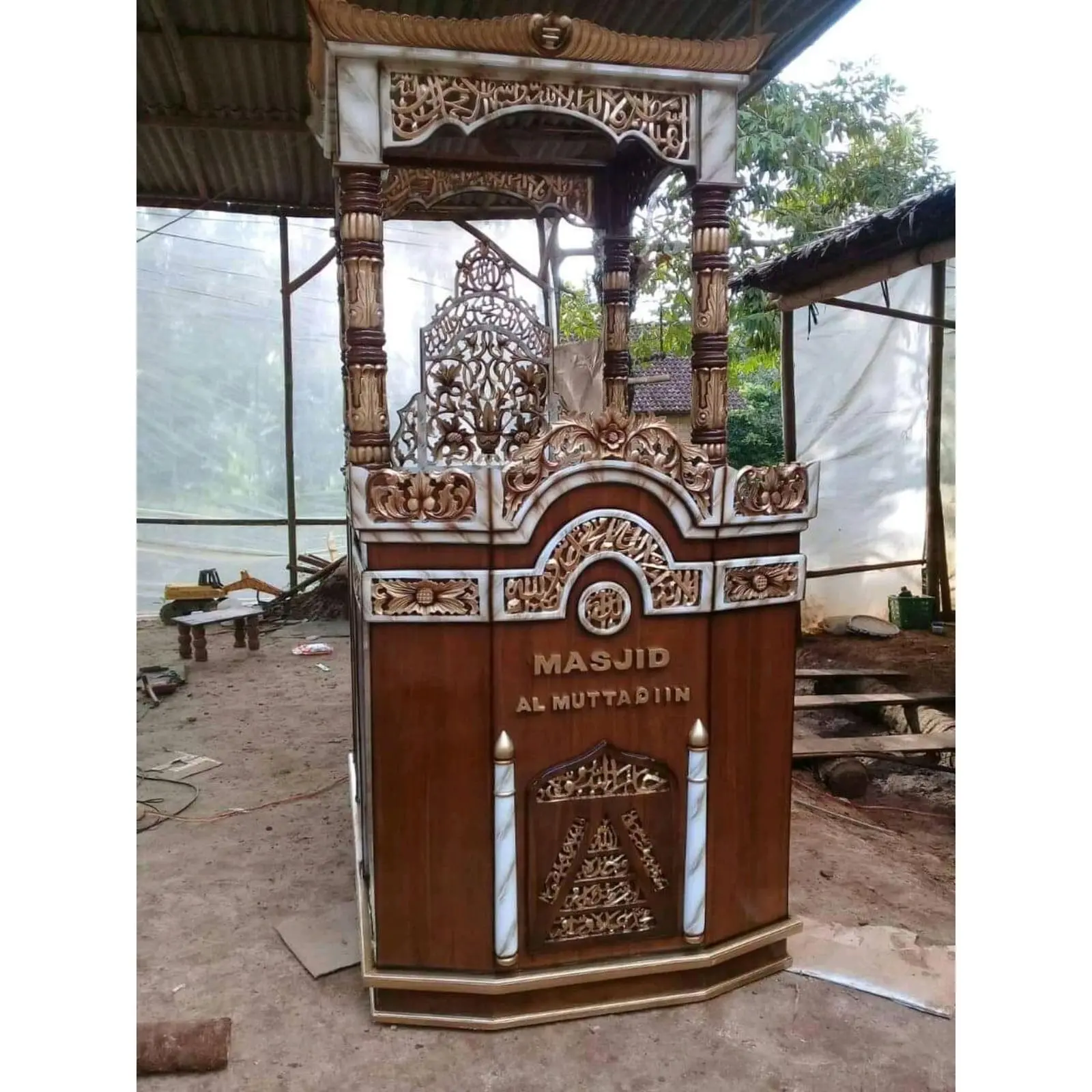 Mimbar masjid terbaru finishing kombinasi marmer Indonesia Furniture