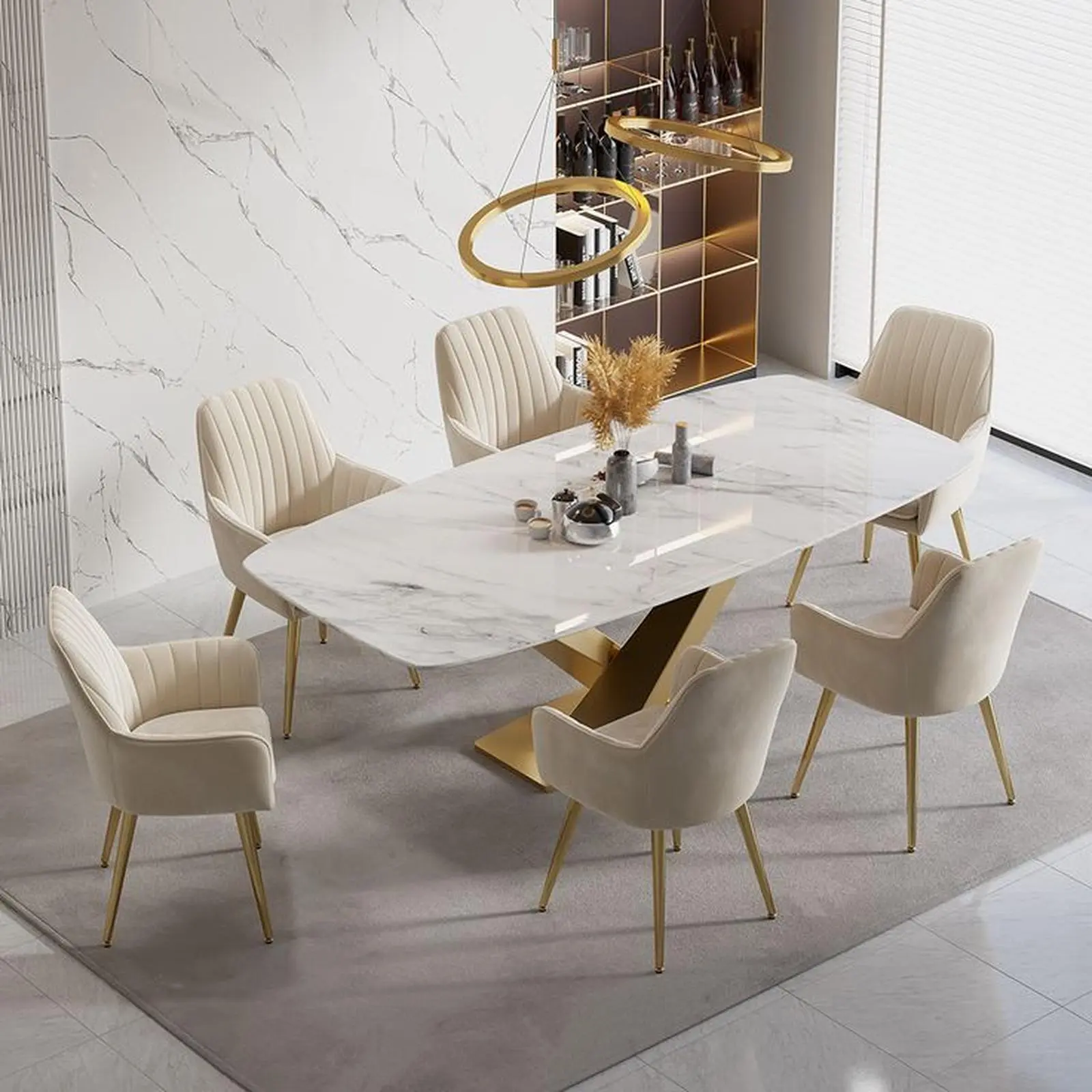 Meja makan stainless gold kursi makan modern kaki stainless Indonesia Furniture