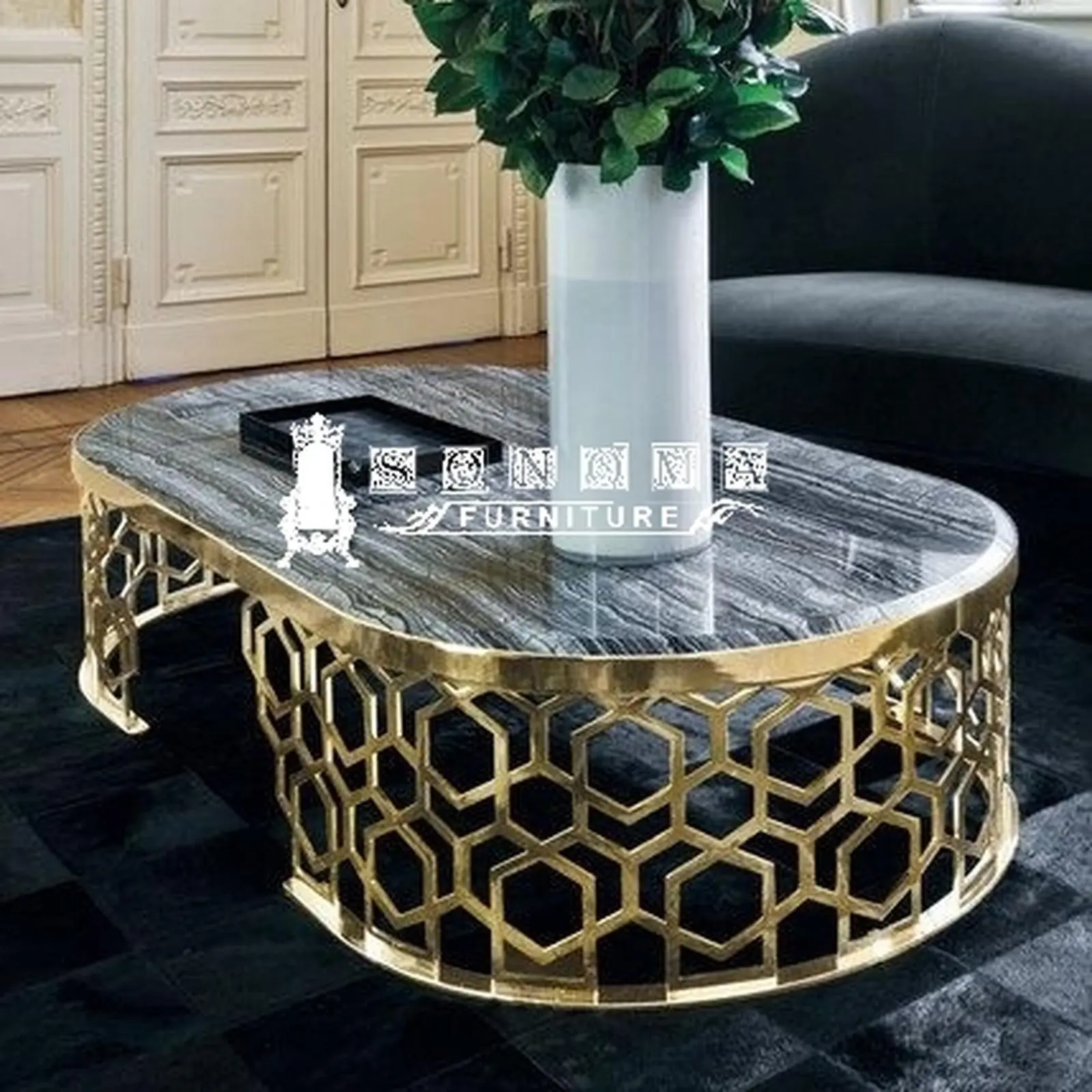 meja tamu stainless CNC top marble luxury Indonesia Furniture 2 meja tamu stainless CNC top marble luxury Indonesia Furniture