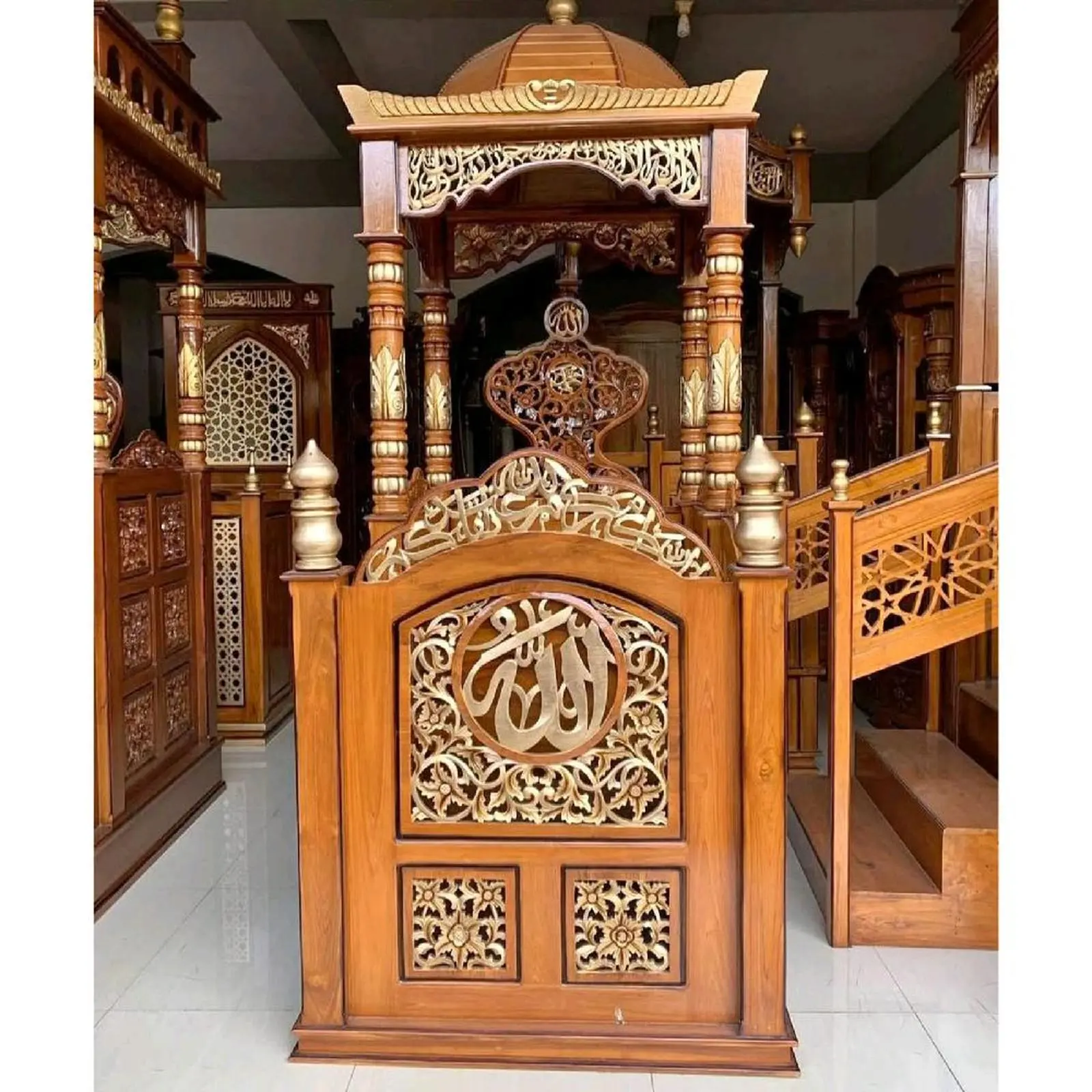 Mimbar masjid kubah terlaris mimbar kayu jati murah - DP Indonesia Furniture