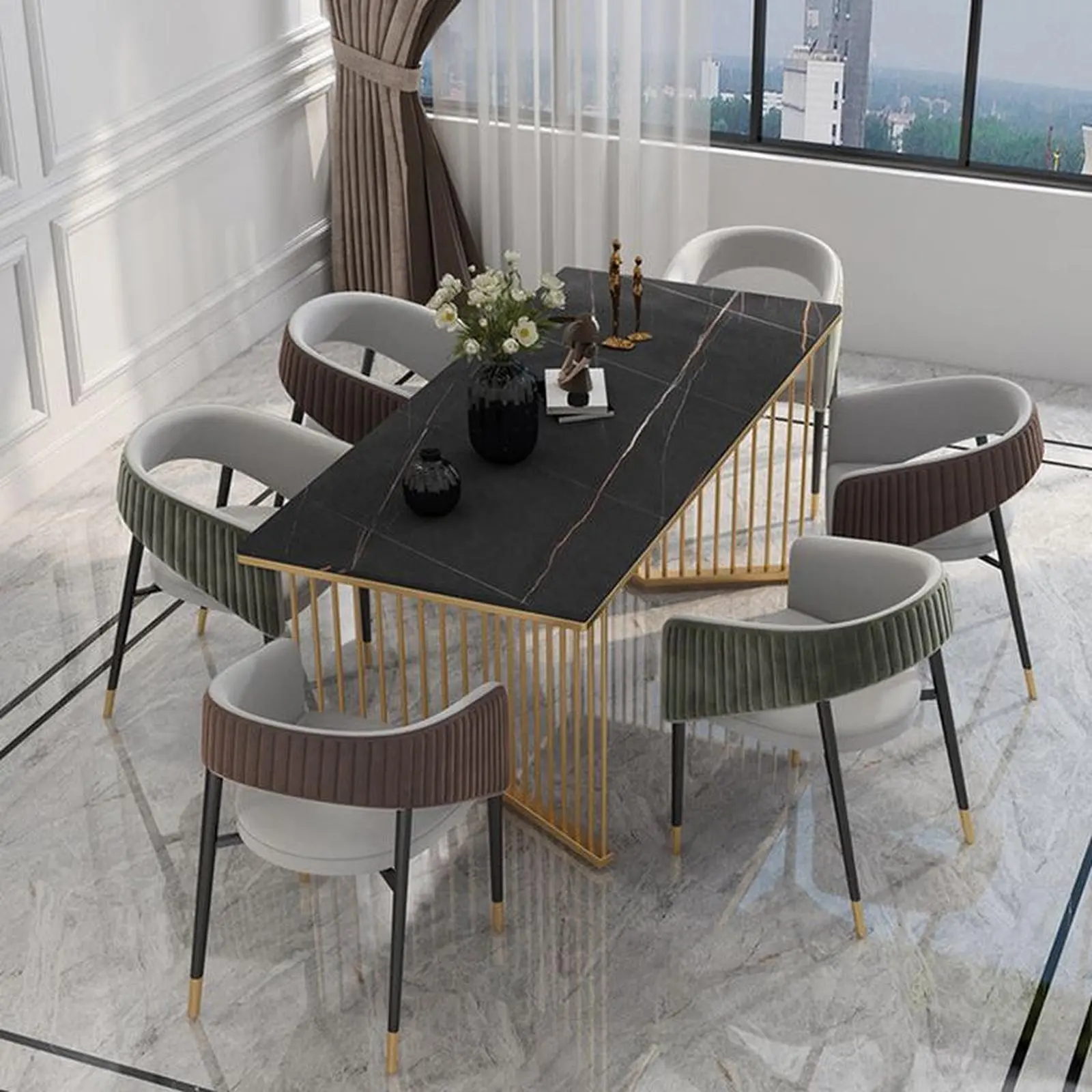 meja makan / dinning table stainles gold premium new model luxury Indonesia Furniture
