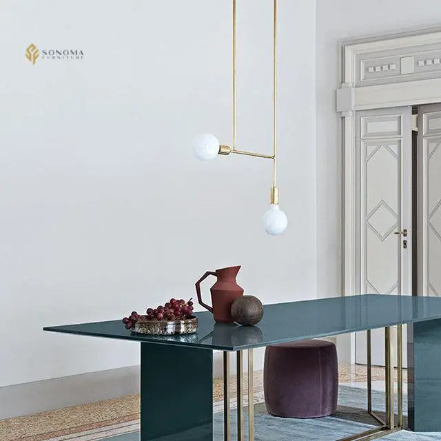 meja makan / dinning table stainlees gold mix marble green india Indonesia Furniture