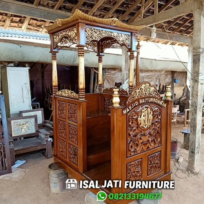 Mimbar masjid ukir jepara kayu jati mimbar murah Indonesia Furniture