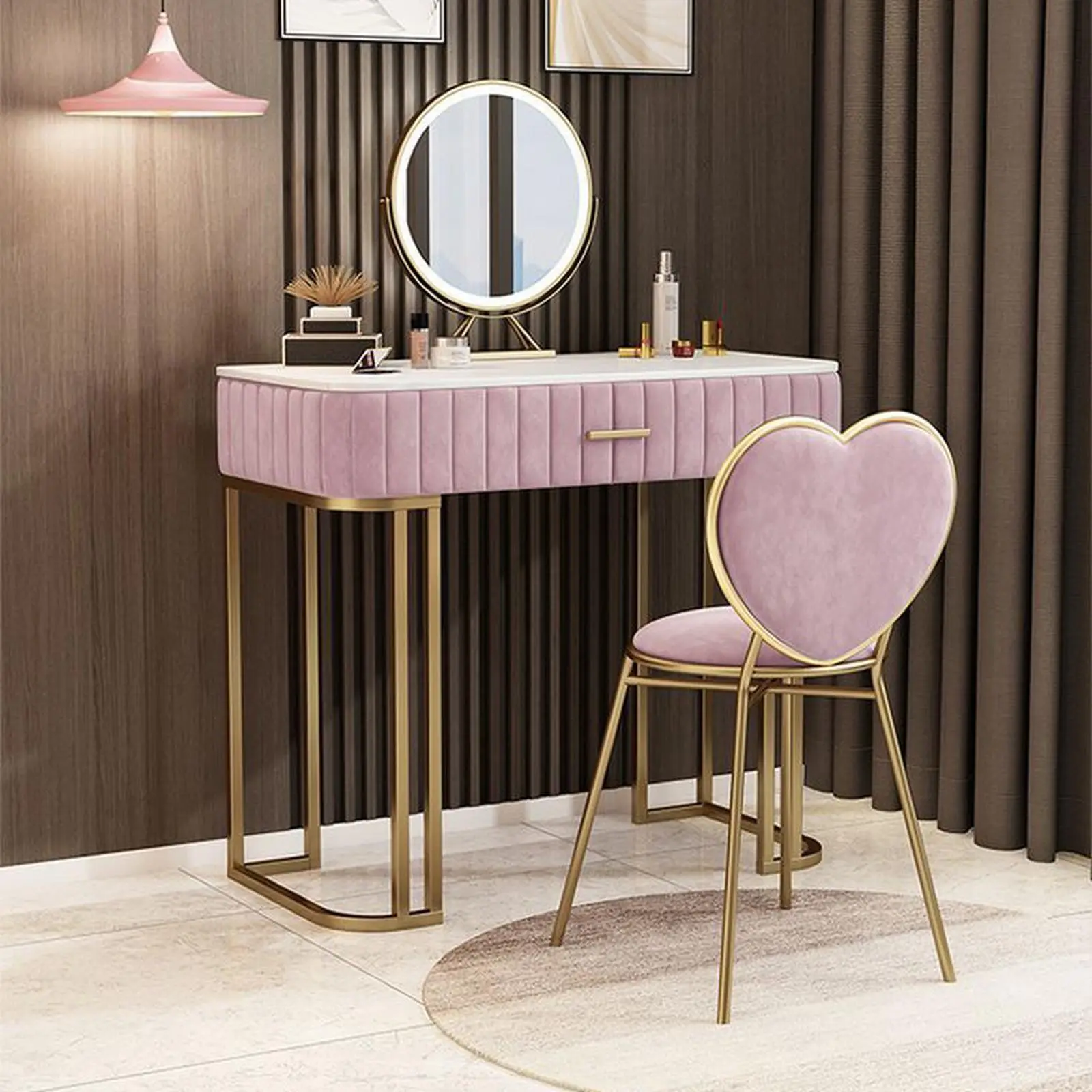 Meja rias kaki besi full jok top marmer tata rias artis terbaru Indonesia Furniture
