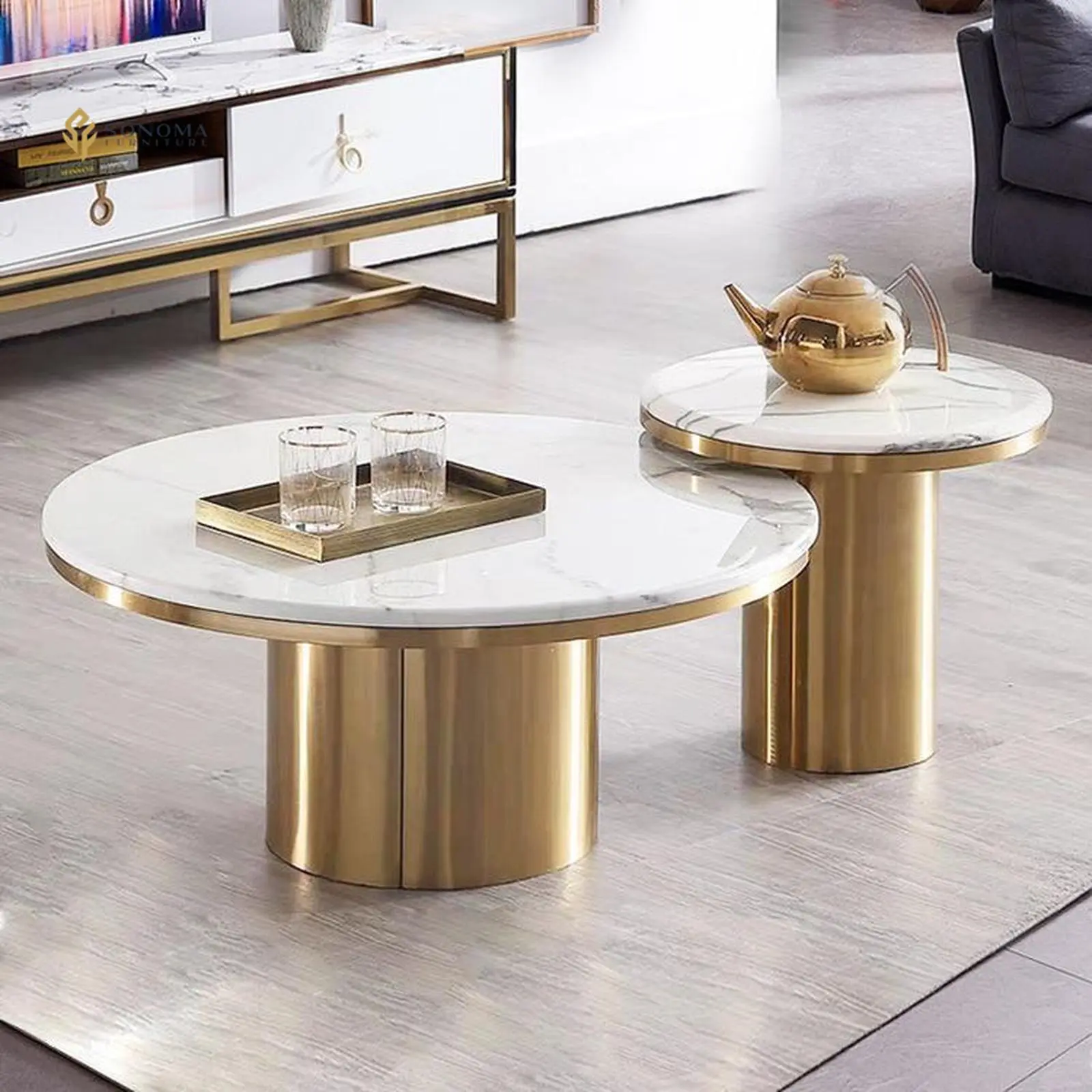 meja tamu / coffee table stainless double round top marble Indonesia Furniture 3 meja tamu / coffee table stainless double round top marble Indonesia Furniture