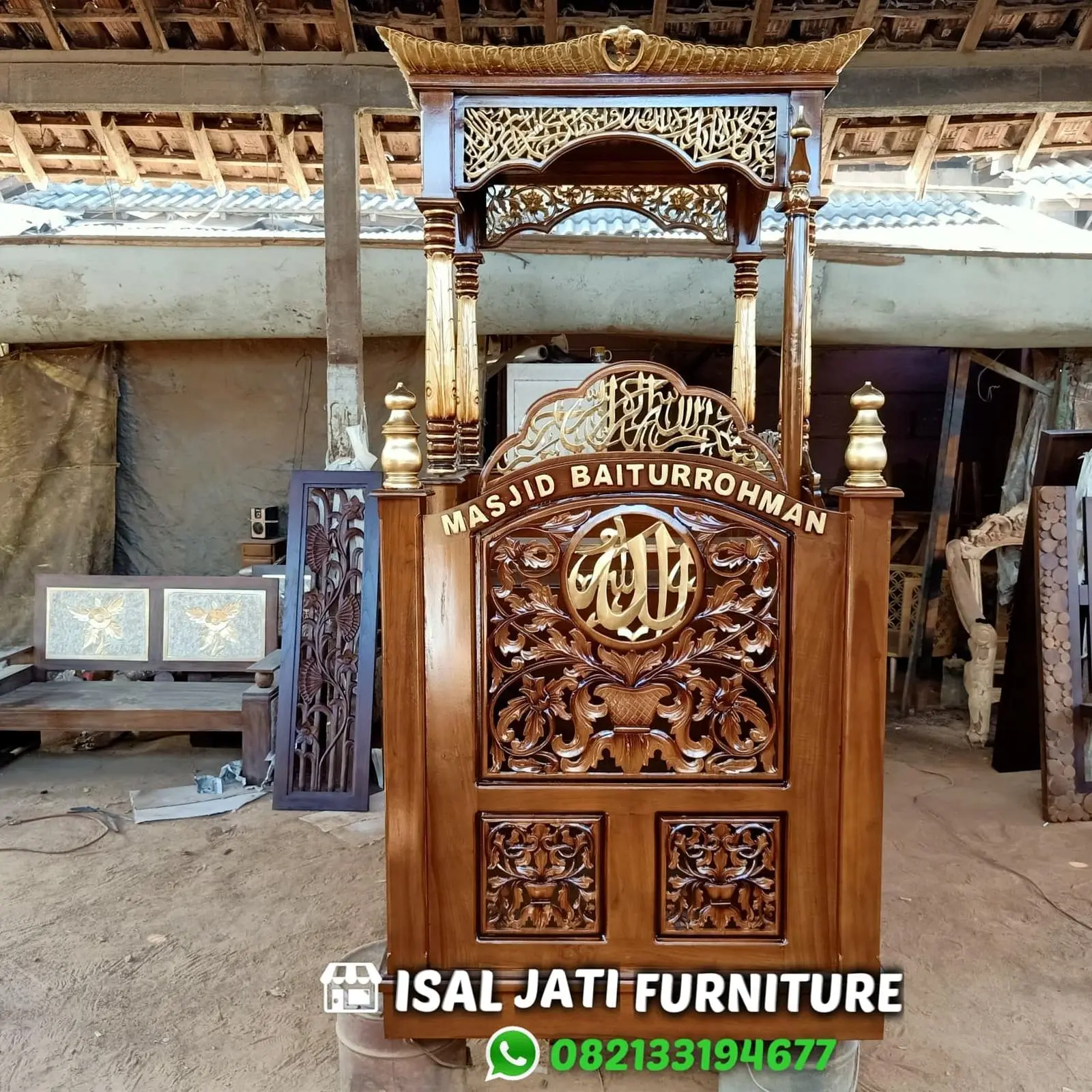 Mimbar masjid ukir jepara kayu jati mimbar murah Indonesia Furniture