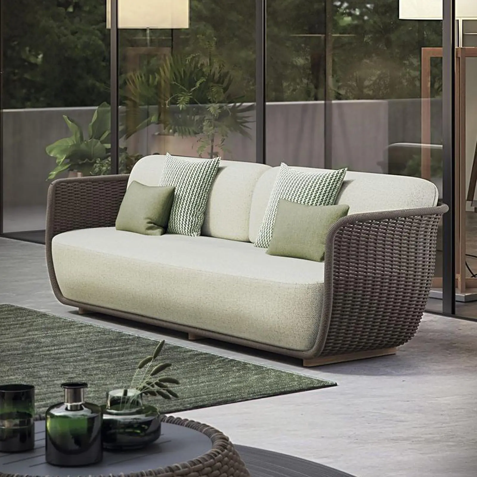 Sofa santai rotan sintetis busa tebal sofa outdoor tebaru Indonesia Furniture 2 Sofa santai rotan sintetis busa tebal sofa outdoor tebaru Indonesia Furniture