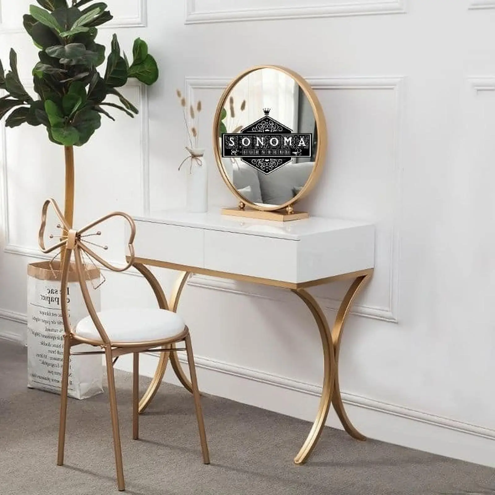 meja rias besi gold pita (meja stainless, kursi stainless ) Indonesia Furniture
