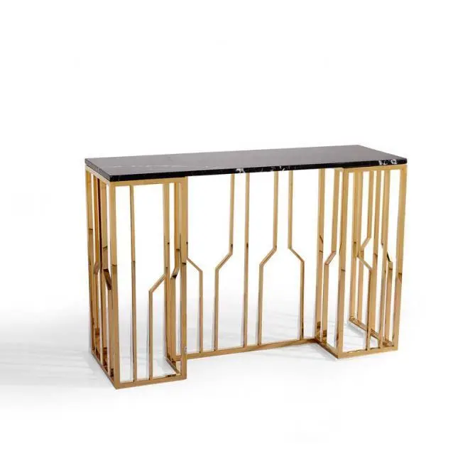 meja konsul / console table stainless gold mirror to marble luxury Indonesia Furniture