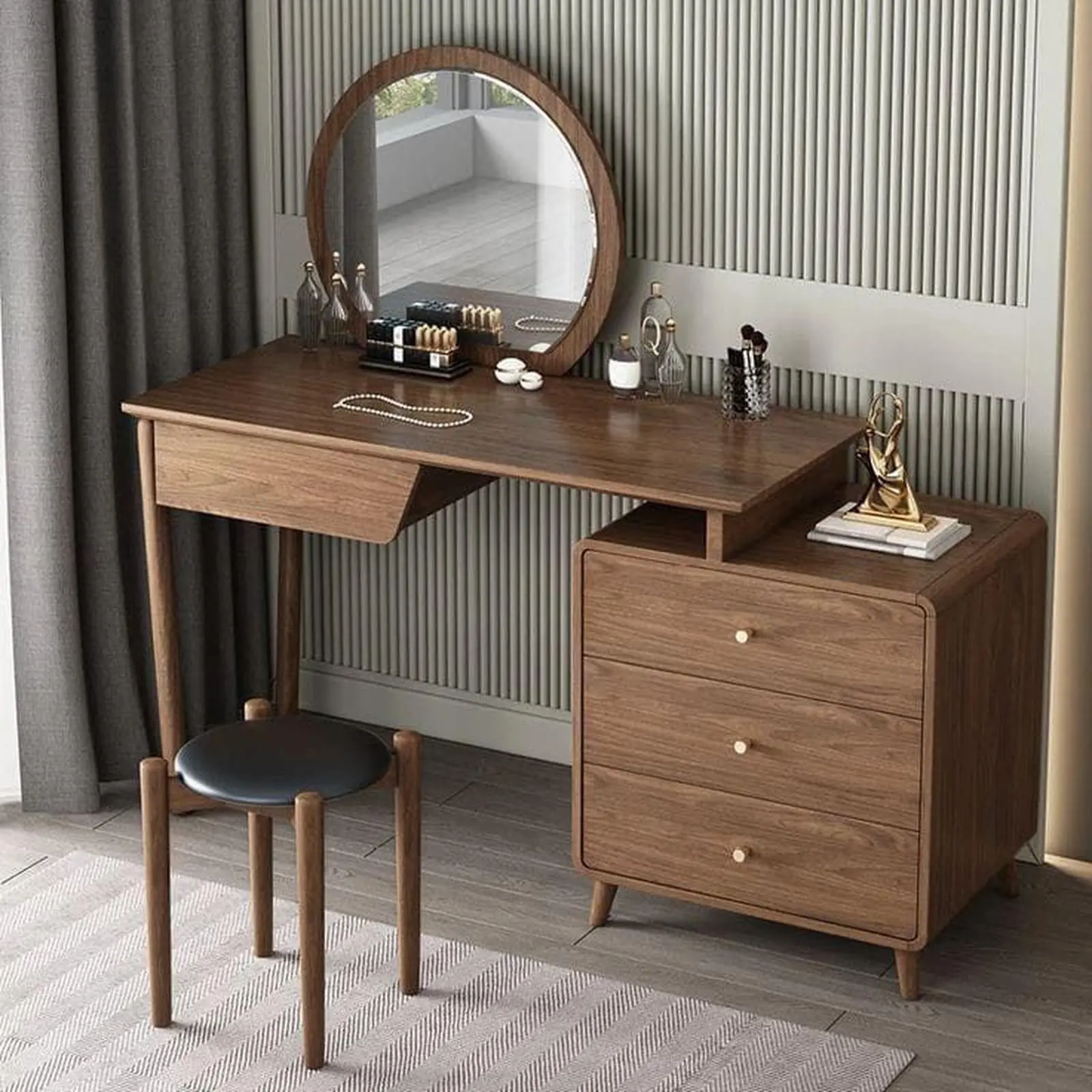 Meja rias artis terbaru meja rias dengan cermin bundar Indonesia Furniture