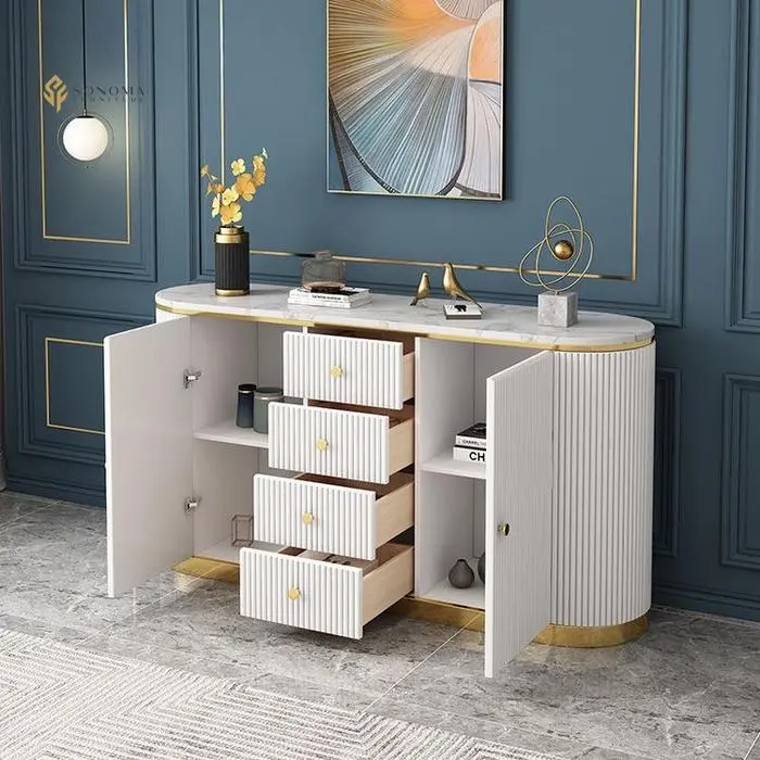 console table / credenza stainless salur top marble premium Indonesia Furniture