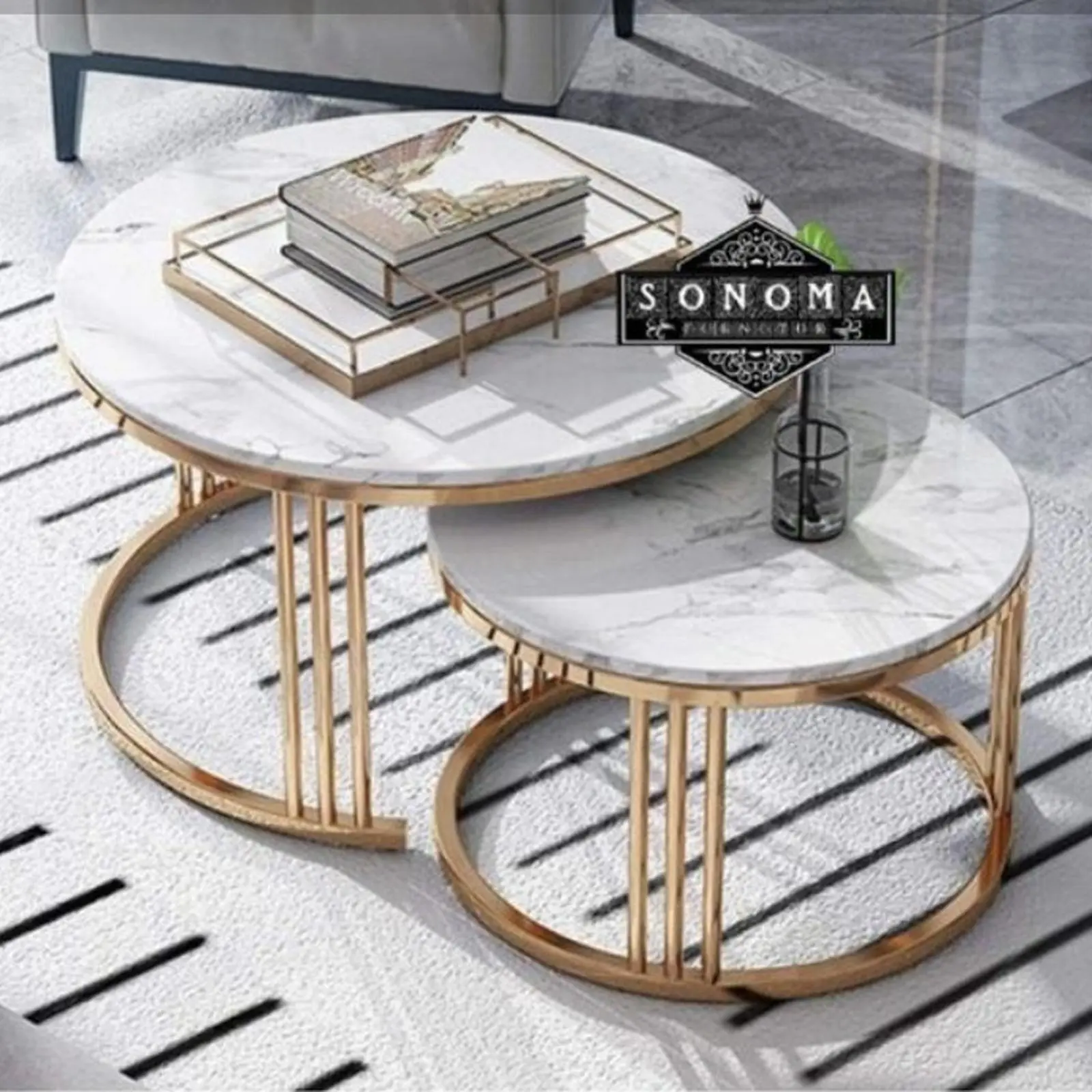 coffee table + shide table double srainless gold ( pesanan pribadi) Indonesia Furniture