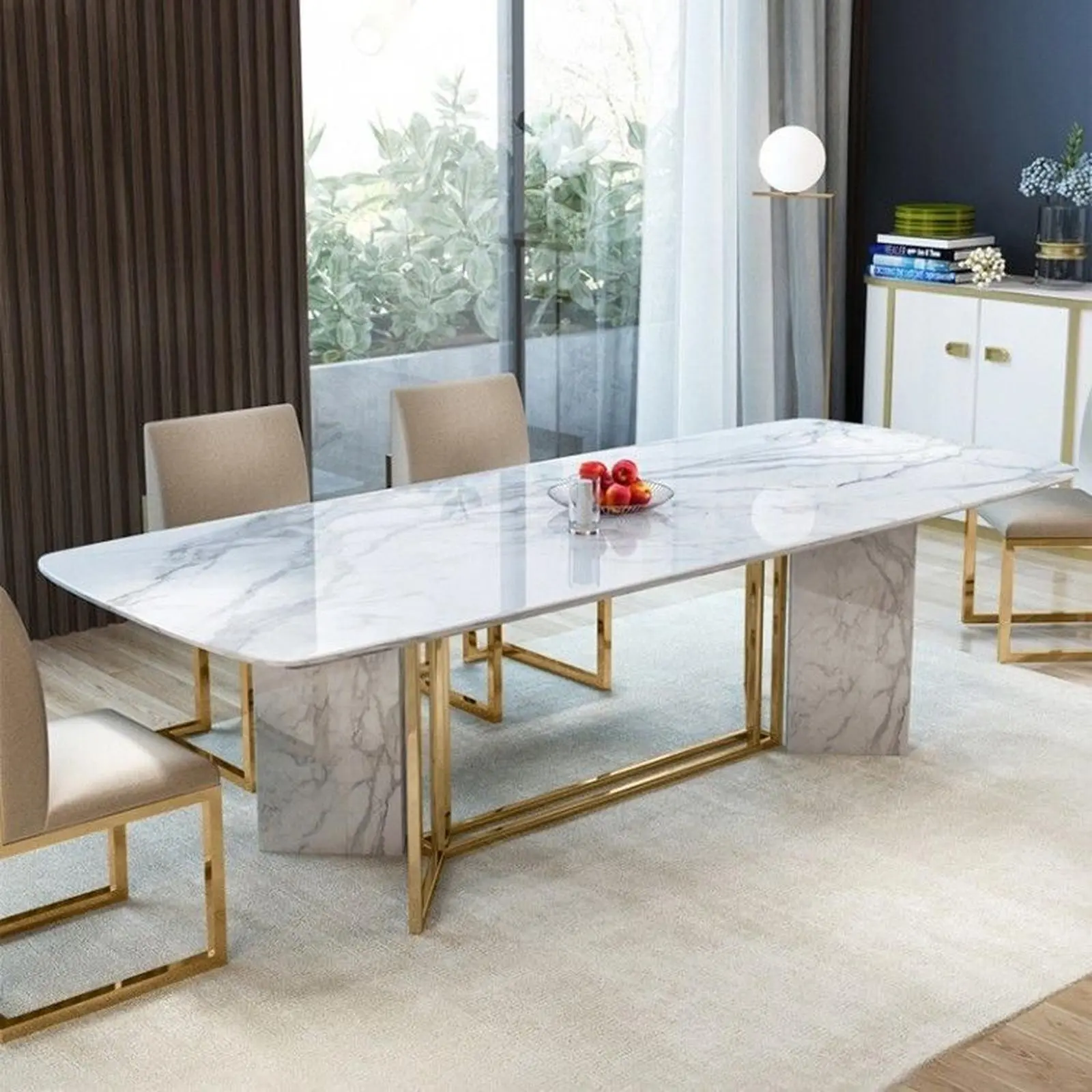 meja makan stainless gol marmer carara italy K6 ( pesanan pribadi ) Indonesia Furniture