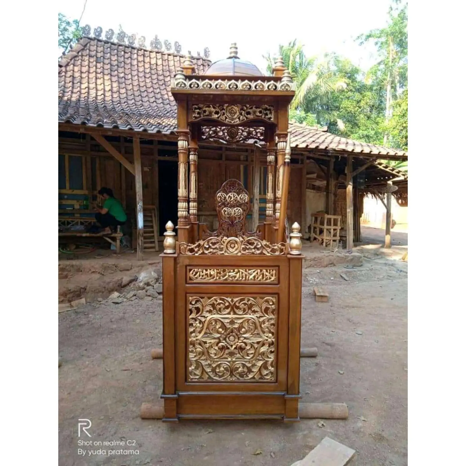 Mimbar masjid kayu jati mimbar murah natural Indonesia Furniture