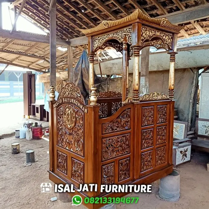 Mimbar masjid ukir jepara kayu jati mimbar murah Indonesia Furniture