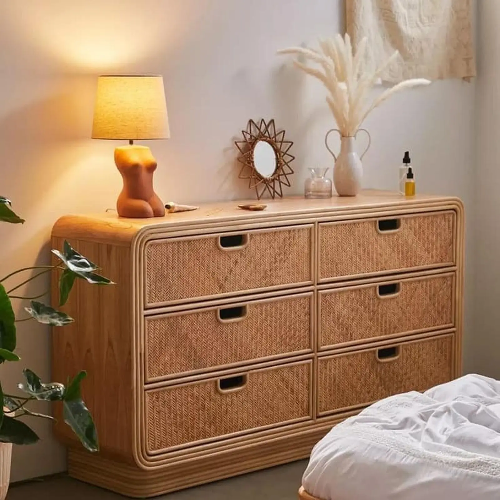 Bufet rotan terbaik rotan alami rangka kayu jati bufet modern Indonesia Furniture