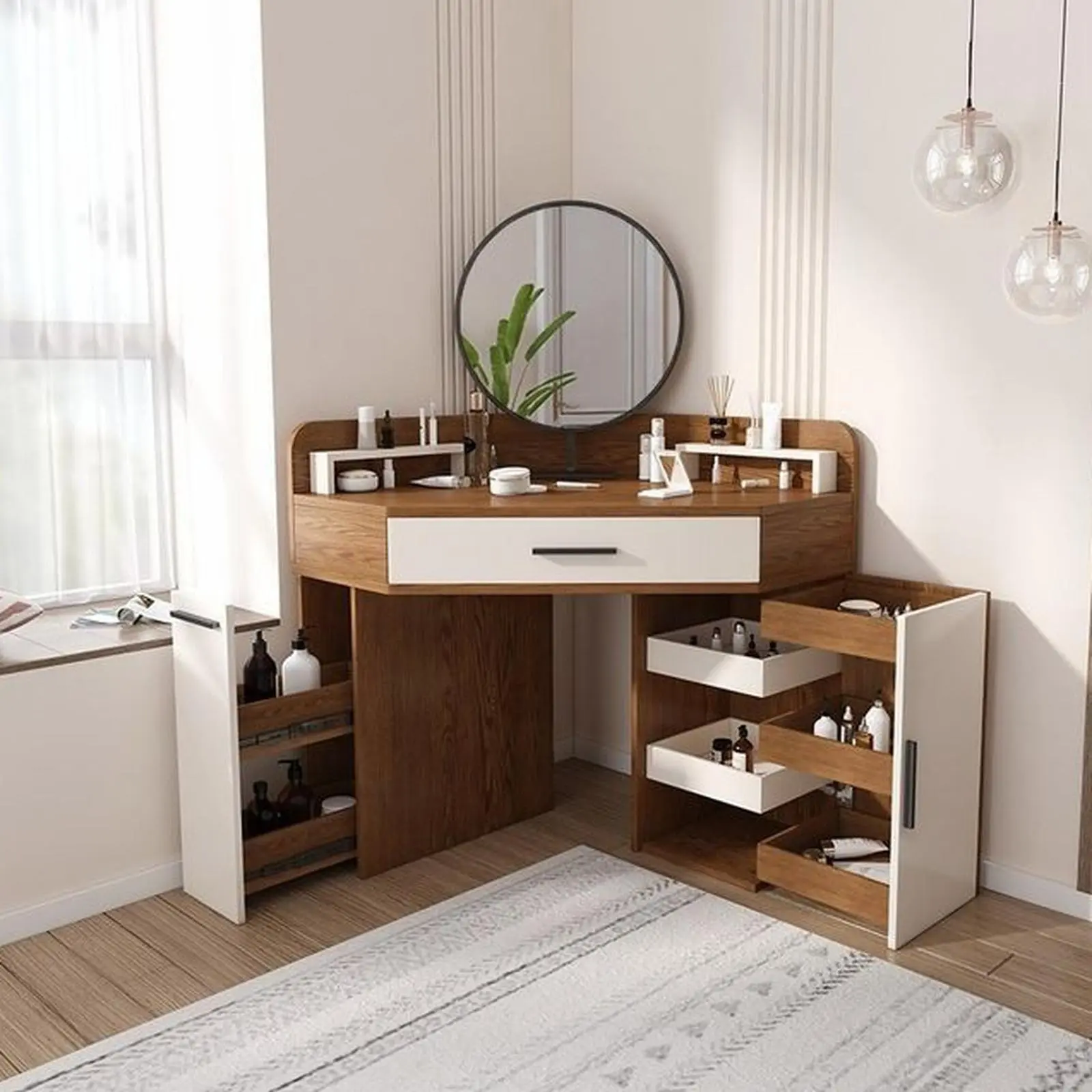 Meja rias terbaru kayu jati warna natural kombinasi duco Indonesia Furniture