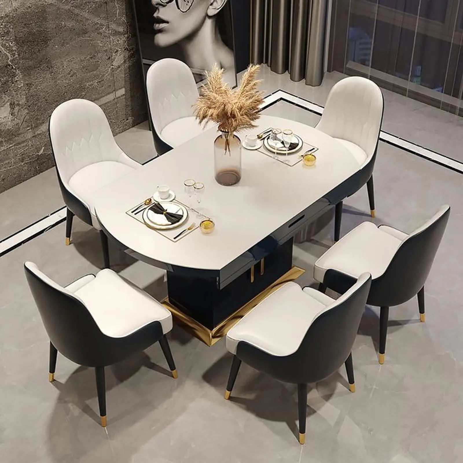 meja makan / dinning table new model stainles gold mix populer Indonesia Furniture