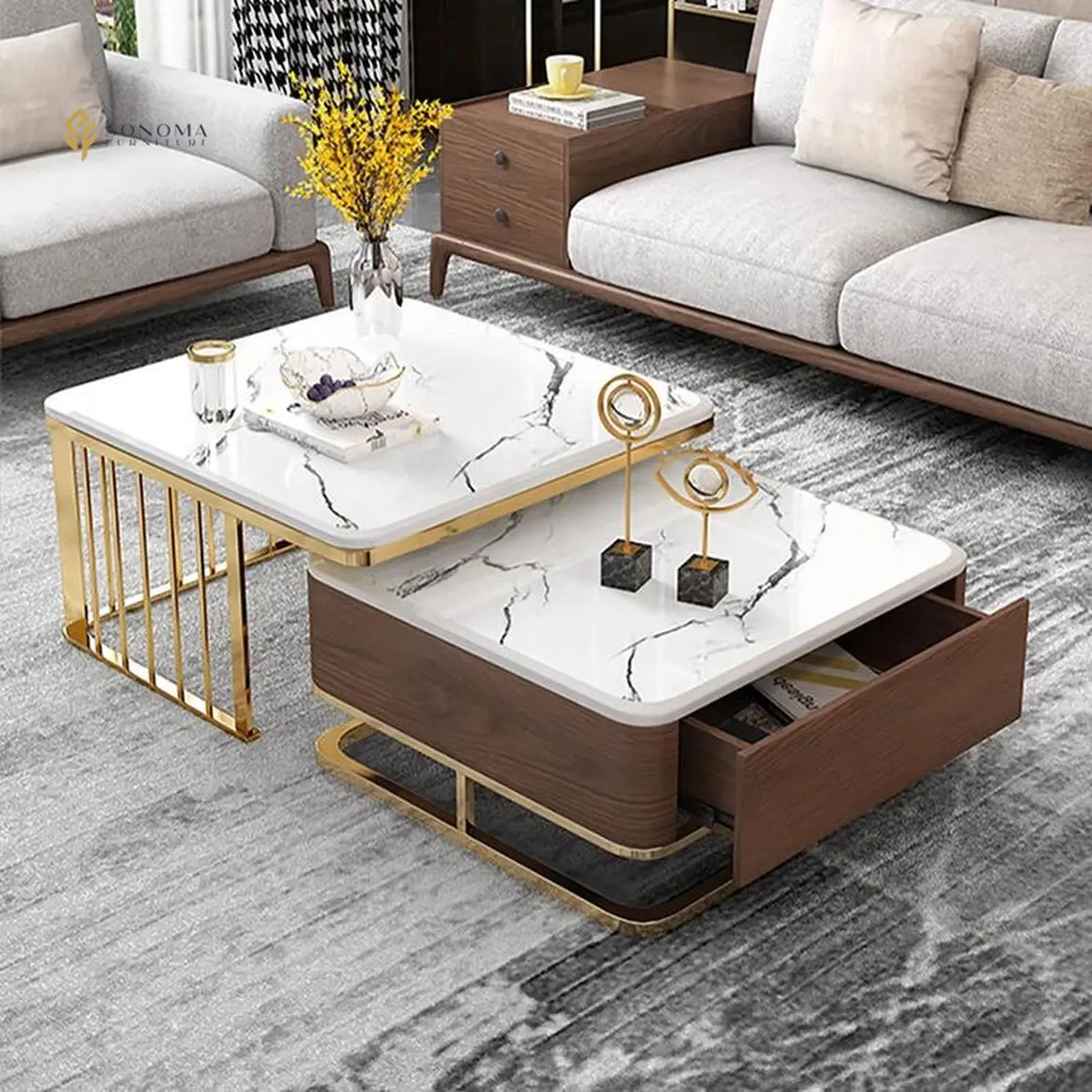 meja tamu / coffee table double stainless top marble luxury terbaru Indonesia Furniture 3 meja tamu / coffee table double stainless top marble luxury terbaru Indonesia Furniture