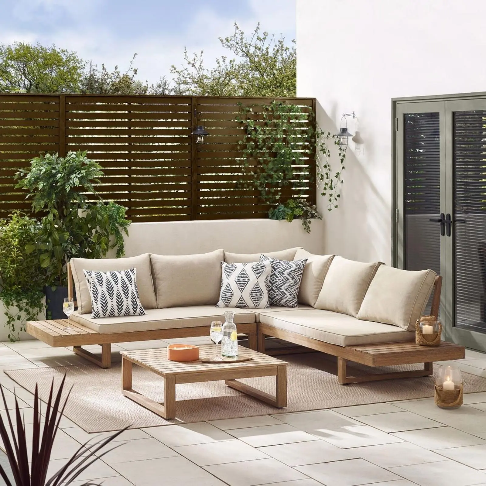 Set sofa kayu outdoor full bantalan sofa tamu outdoor Indonesia Furniture 2 Set sofa kayu outdoor full bantalan sofa tamu outdoor Indonesia Furniture