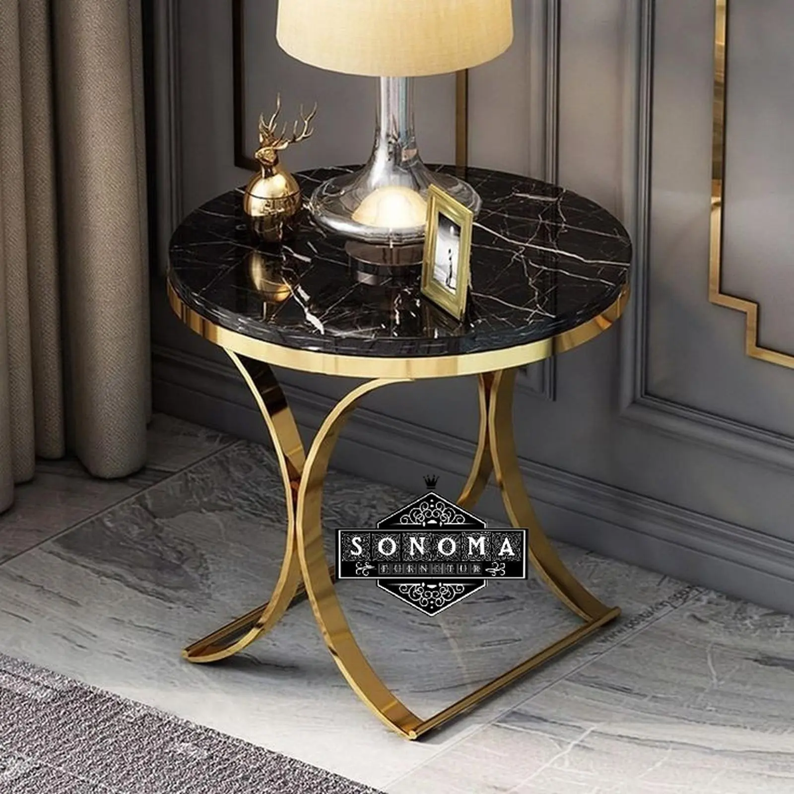 side table stainless gold marmer marquina ( meja tamu, meja makan ) Indonesia Furniture